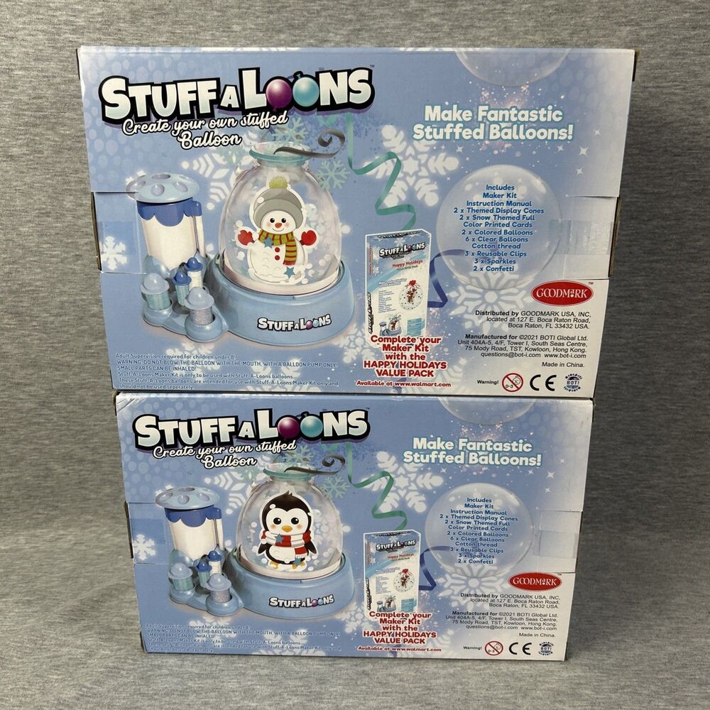 2! - Goodmark Stuffaloons Snow Globe Maker Kit Value Sets Penguin And Snowman! - Picture 8 of 16